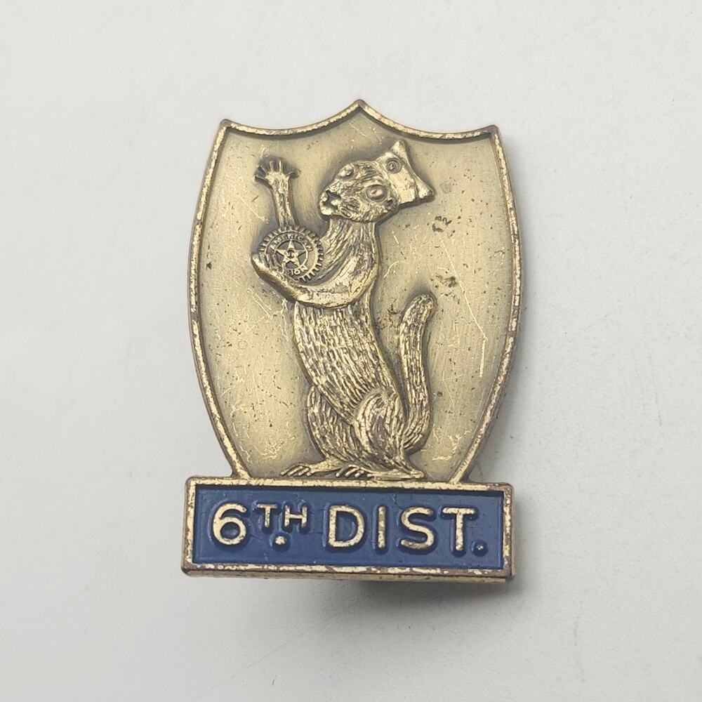 Vintage American Legion 6th District Mascot DUI Style Lapel Pin Blue Enamel Gold